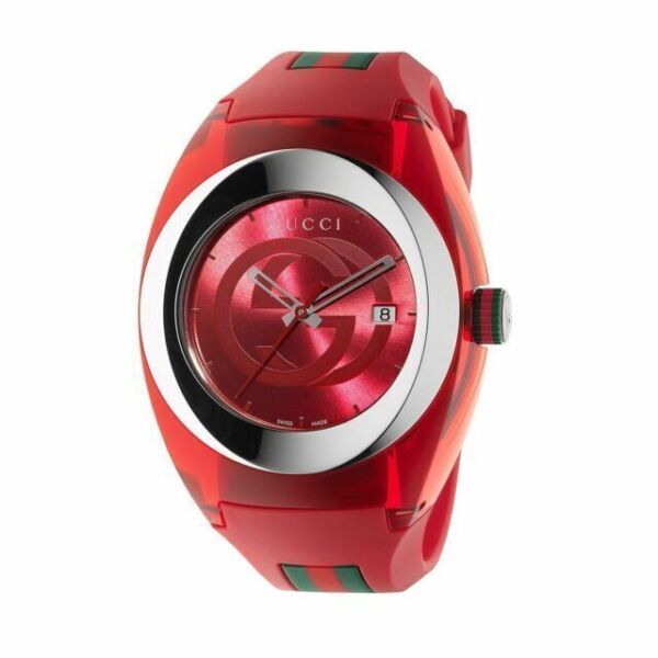 Gucci Sync XXL Quartz Red Dial Red Rubber Strap Unisex Watch - YA13710