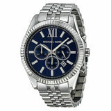 Michael Kors Lexington Chronograph Blue Dial Silver Steel Strap Watch for Men - MK8280