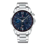 Tommy Hilfiger Deacan Blue Dial Silver Steel Strap Watch for Men - 1791551