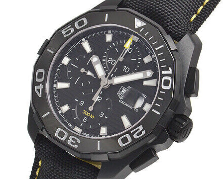 Tag Heuer Aquaracer Chronograph PVD Black Dial Black Nylon  display picture 2
