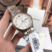 Emporio Armani Cream Dial Two Tone Steel Strap Watch For Men - AR11034