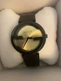 Gucci Interlocking Grammy XL Gold Dial Black Steel Strap Watch for Men - YA133209