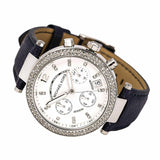 Michael Kors Parker White Dial Navy Blue Leather Strap Watch for Women - MK2293