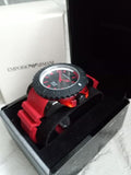 Emporio Armani Sportivo Quartz Black Dial Red Rubber Strap Watch For Men - AR6101