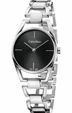 Calvin Klein Dainty Black Dial Silver Steel Strap Watch for Women - K7L23141