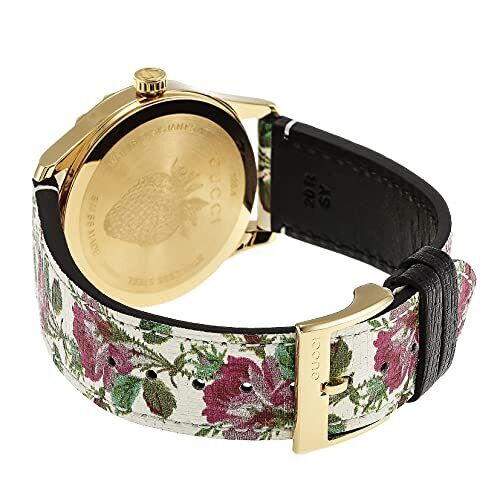 Gucci Timeless Floral Logo Leather Quartz Watch Ivory Gold Gucci G Timeless Floral Gold Dial White Leather Strap Watch  main image 2