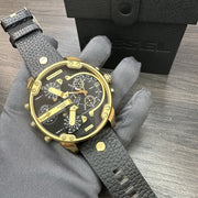 Diesel Mr Daddy Chronograph Black Dial Black Leather Strap Watch For Men - DZ7371