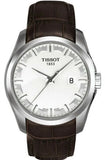 Tissot T Classic Couturier Chronograph White Dial Brown Leather Strap Watch For Men - T035.410.16.031.00