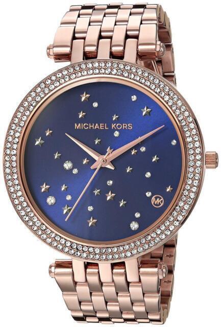 Michael Kors Darci Blue Dial Rose Gold Steel Strap Watch for Women - MK3728