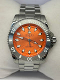 Gucci Dive Automatic Orange Dial Silver Steel Strap Watch for Men - YA136355