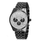 Michael Kors Lexington Chronograph Crystals Silver Dial Black Steel Strap Watch for Men - MK8605