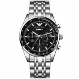 Emporio Armani Sportivo Chronograph Black Dial Silver Steel Strap Watch For Men - AR5984