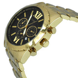 Guess Optic Multifunction Black Dial Gold Steel Strap Watch for Men - W0193G1