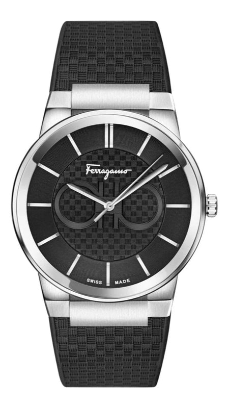 Salvatore Ferragamo Sapphire Bracelet Black Dial Black Silicone Strap Watch for Men - SFHP01024