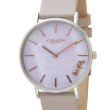 Coach Perry Mother of Pearl Dial Light Grey Leather Strap Watch for Women - 14503245