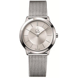 Calvin Klein Minimal White Dial Silver Mesh Bracelet Watch for Women - K3M23126