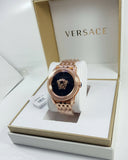 Versace Palazzo Empire Black Dial Rose Gold Steel Strap Watch for Men - VERD00718