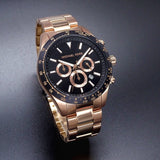 Michael Kors Layton Chronograph Black Dial Rose Gold Steel Strap Watch For Men - MK8824