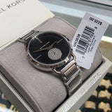 Michael Kors Portia Black Dial Silver Steel Strap Watch for Women - MK3638