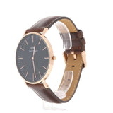 Daniel Wellington Classic St Mawes Black Dial Brown Leather Strap Watch For Men - DW00100124