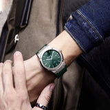 Salvatore Ferragamo F-80 Classic Green Dial Green Leather Strap Watch for Men - SFDT00119