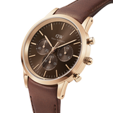 Daniel Wellington Iconic Chronograph St Mawes Brown Dial Brown Leather Strap Watch For Men - DW00100640