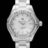 Tag Heuer Aquaracer Diamonds Mother of Pearl White Dial Silver Steel Strap Watch for Women - WBD131C.BA0748