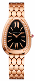 Bvlgari Serpenti Seduttori Diamonds Black Dial Rose Gold Steel Strap Watch for Women - SERPENTI103453