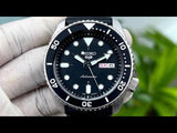 Seiko 5 Sports SKX Automatic Black Dial Black Leather Strap Watch for Men - SRPD55K2