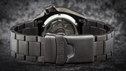 Seiko 5 Sports Automatic Black Dial Black Steel Strap Watch For Men - SRPD65K1
