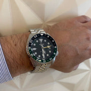 Seiko 5 Sports SKX GMT Automatic Green Dial Silver Steel Strap Watch For Men - SSK035K1