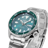 Seiko 5 Sports Automatic Green Dial Silver Steel Strap Watch For Men - SRPD61K1