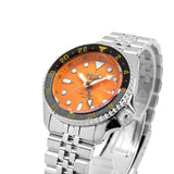 Seiko 5 Sports GMT Automatic Orange Dial Silver Steel Strap Watch For Men - SSK005K1