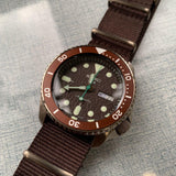 Seiko 5 Sport Automatic Brown Dial Brown Nylon Strap Watch For Men - SRPD85K1