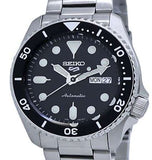 Seiko 5 Sports Automatic Day Date Black Dial Silver Steel Strap Watch for Men - SRPD55K1