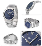Salvatore Ferragamo F-80 Classic Blue Dial Silver Steel Strap Watch for Men - SFDT01320