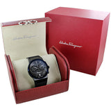 Salvatore Ferragamo Sapphire Chrono Black Dial Black Rubber Strap Watch for Men - SFME00621