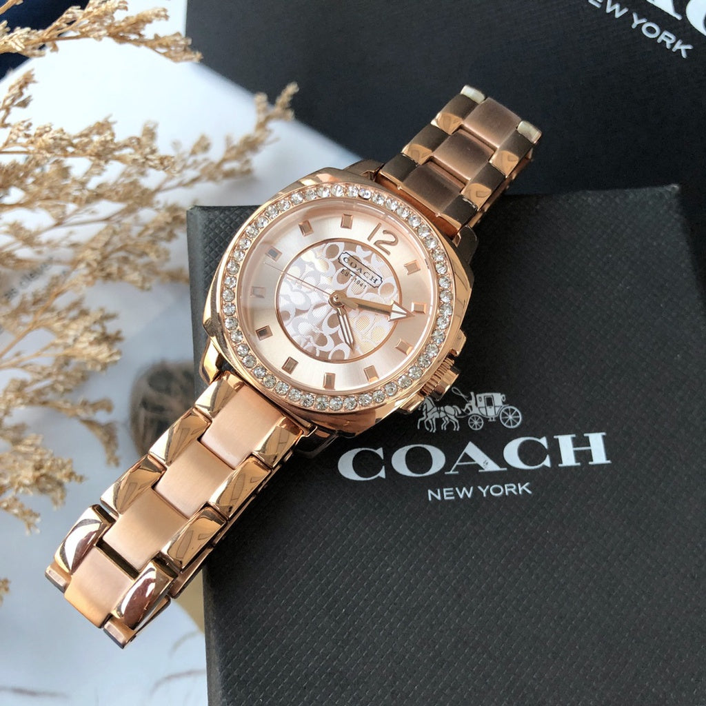 Coach Mini Boyfriend Rose Gold Dial Rose Gold Steel Strap Watch for Women - 14501701