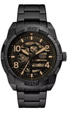 Fossil Bronson Automatic Skeleton Black Dial Black Steel Strap Watch for Men - ME3256