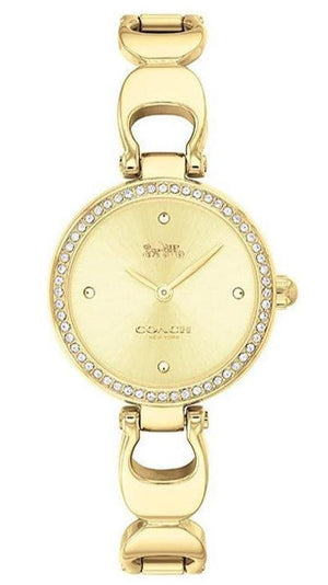 Coach Park Diamonds Gold Dial Gold Steel Strap Watch for Women - 14503171