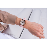 Guess Cosmo Diamonds Silver Dial Pink Silicone Strap Watch for Women - GW0034L3