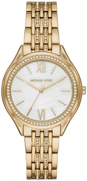 Michael Kors Mindy Three Hand White Dial Rose Gold Steel Strap Watch for Women - MK7078