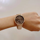 Fossil Neutra Chronograph Mother of Pearl Brown Dial Rose Gold Steel Strap Watch for Women - ES5218