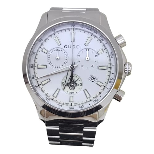 Gucci G Timeless Chronograph White Dial Silver Steel Strap Watch