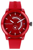 Tommy Hilfiger Denim Quartz Red Dial Red Rubber Strap Watch for Men - 1791480