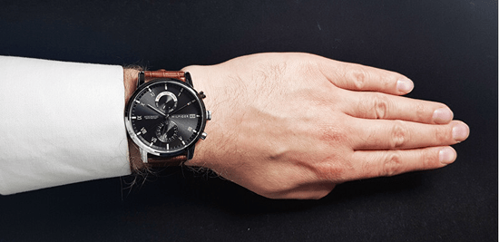 Tommy hilfiger men's black top leather strap watch 42mm