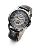 Fossil Townsman Skeleton Black Dial Black Leather Strap Watch for Men - ME3153