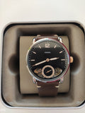 Fossil The Commuter Twist Black Dial Brown Leather Strap Watch for Men -  ME1165