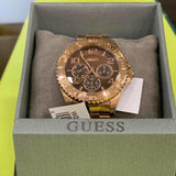 Guess BFF Multifunction Brown Dial Rose Gold Steel Strap Watch for Women - W0231L8