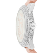 Michael Kors Camille Three-Hand Crystals White Dial Pink Leather Strap Watch for Women - MK2963